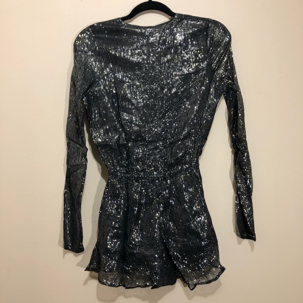 RAGA Long Sleeve Striped Metallic Romper - Picture 3 of 4